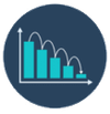 A downward trending bar chart