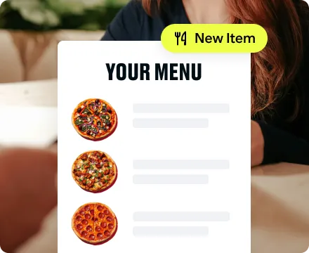 A page with pizza options that says "Your Menu" at the top.